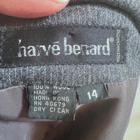 Vintage Harve Benard 100% Wool Double Breasted Blazer Striped Gray Women's 14 - Picture 9 of 9
